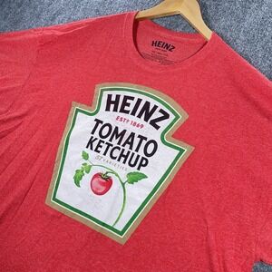 Heinz Ketchup T-Shirt Men 2XL Red Short Sleeve Tomato Logo Stretch Casual #AB837